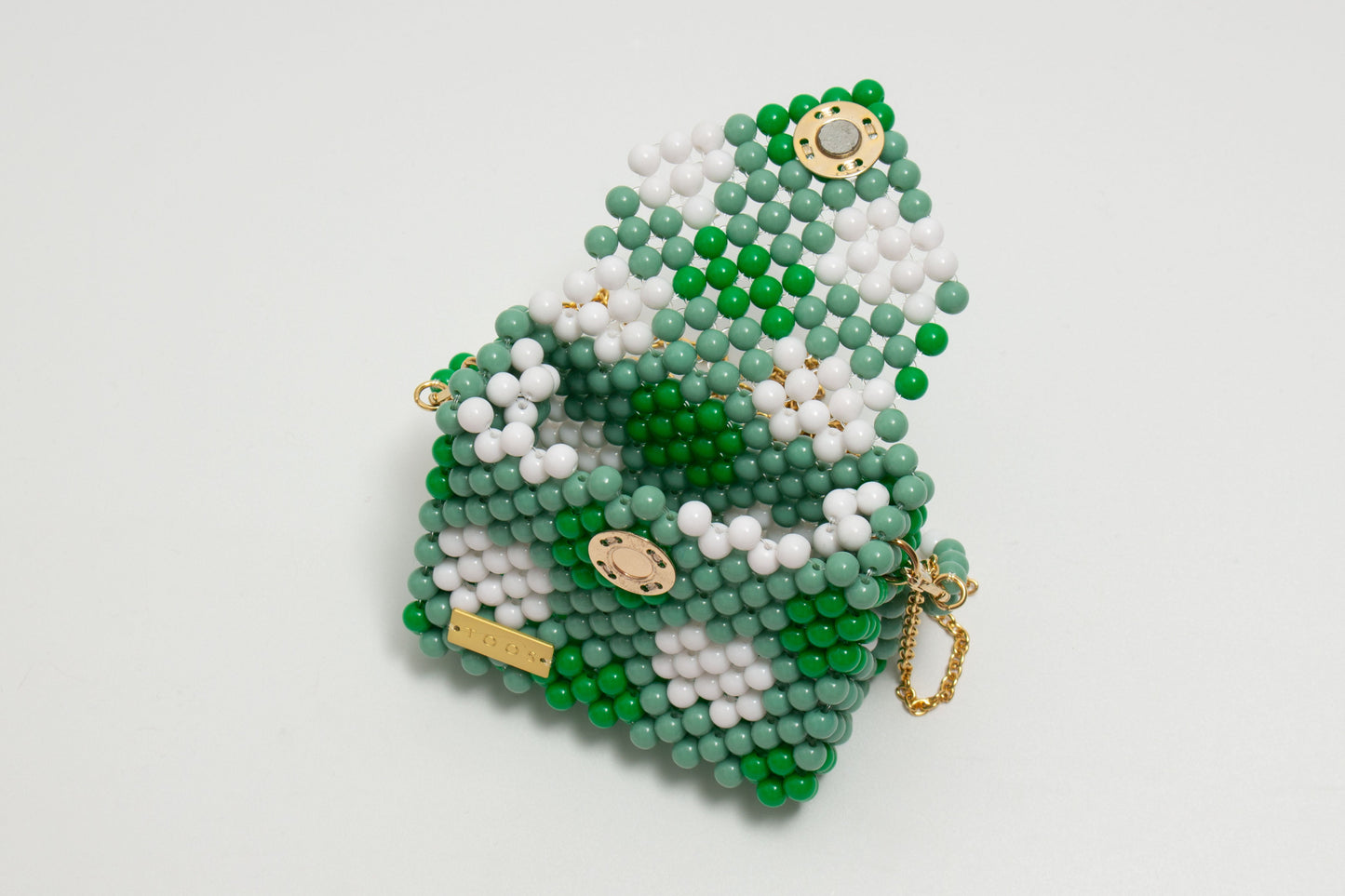 three way chain bag mini（green checked）