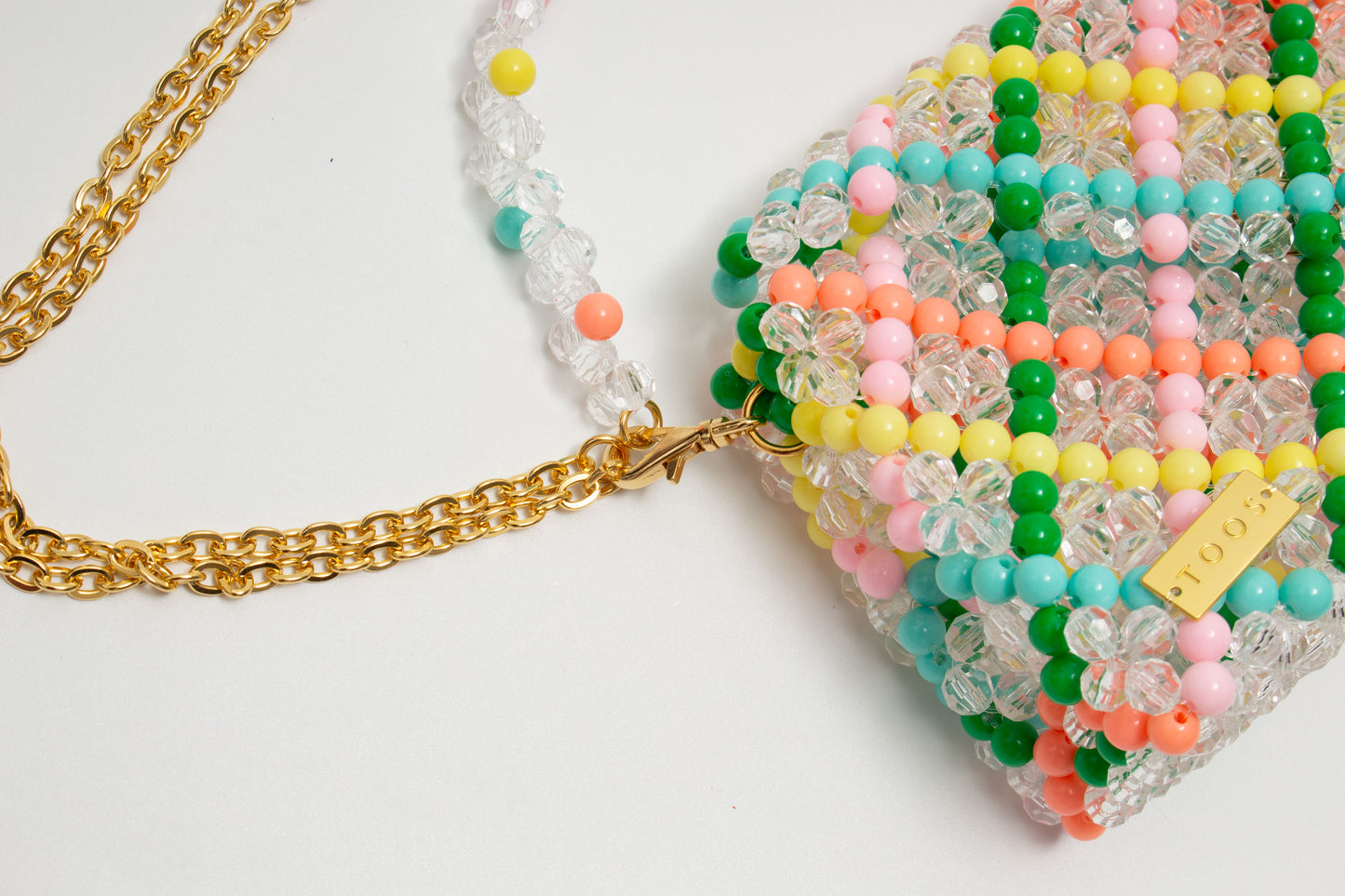 three way chain bag big（clear checked）