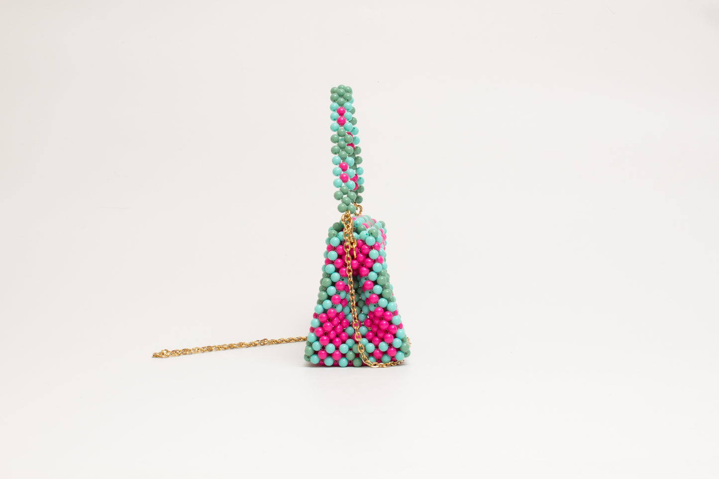 three way chain bag big（pink green blue）