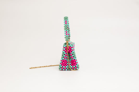 three way chain bag big（pink green blue）
