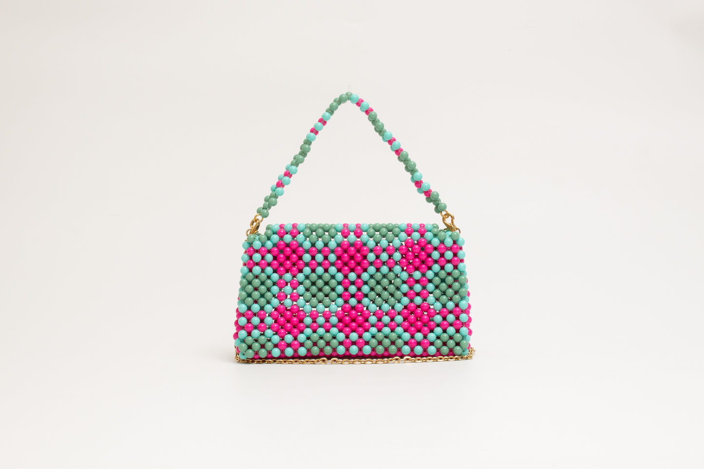 three way chain bag big（pink green blue）