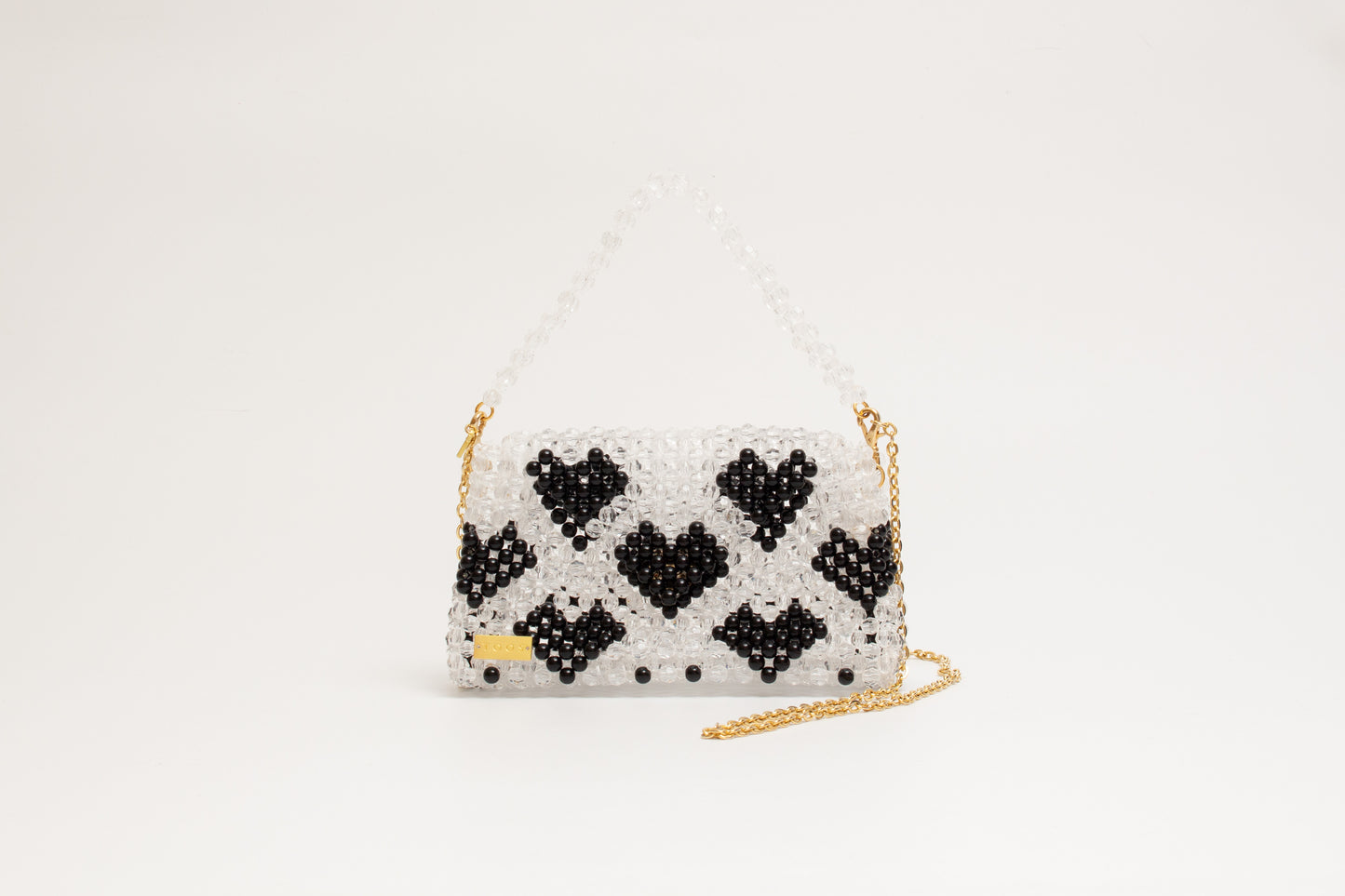 three way chain bag big（heart black)