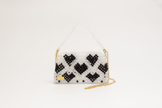three way chain bag big（heart black)