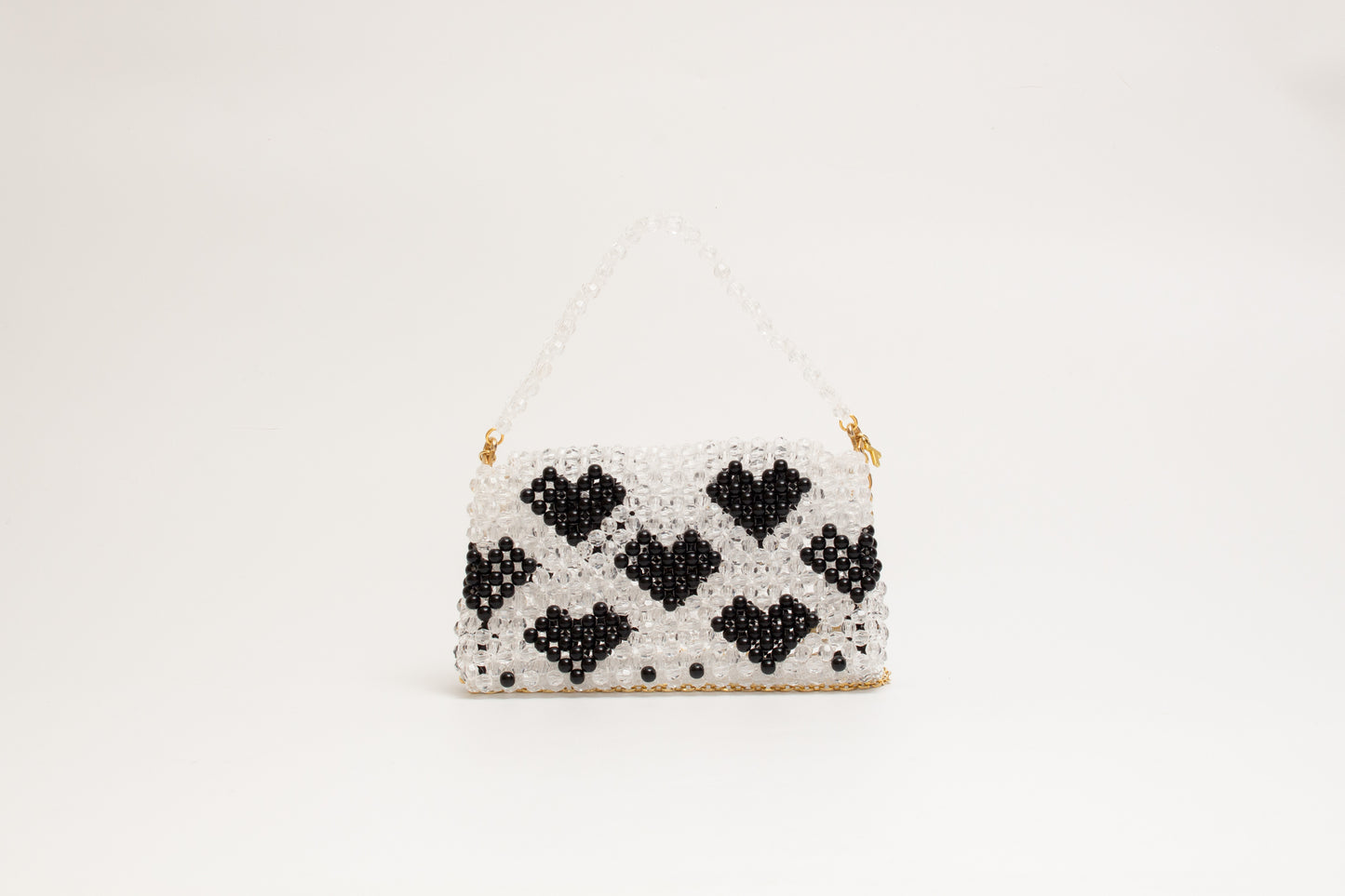 three way chain bag big（heart black)