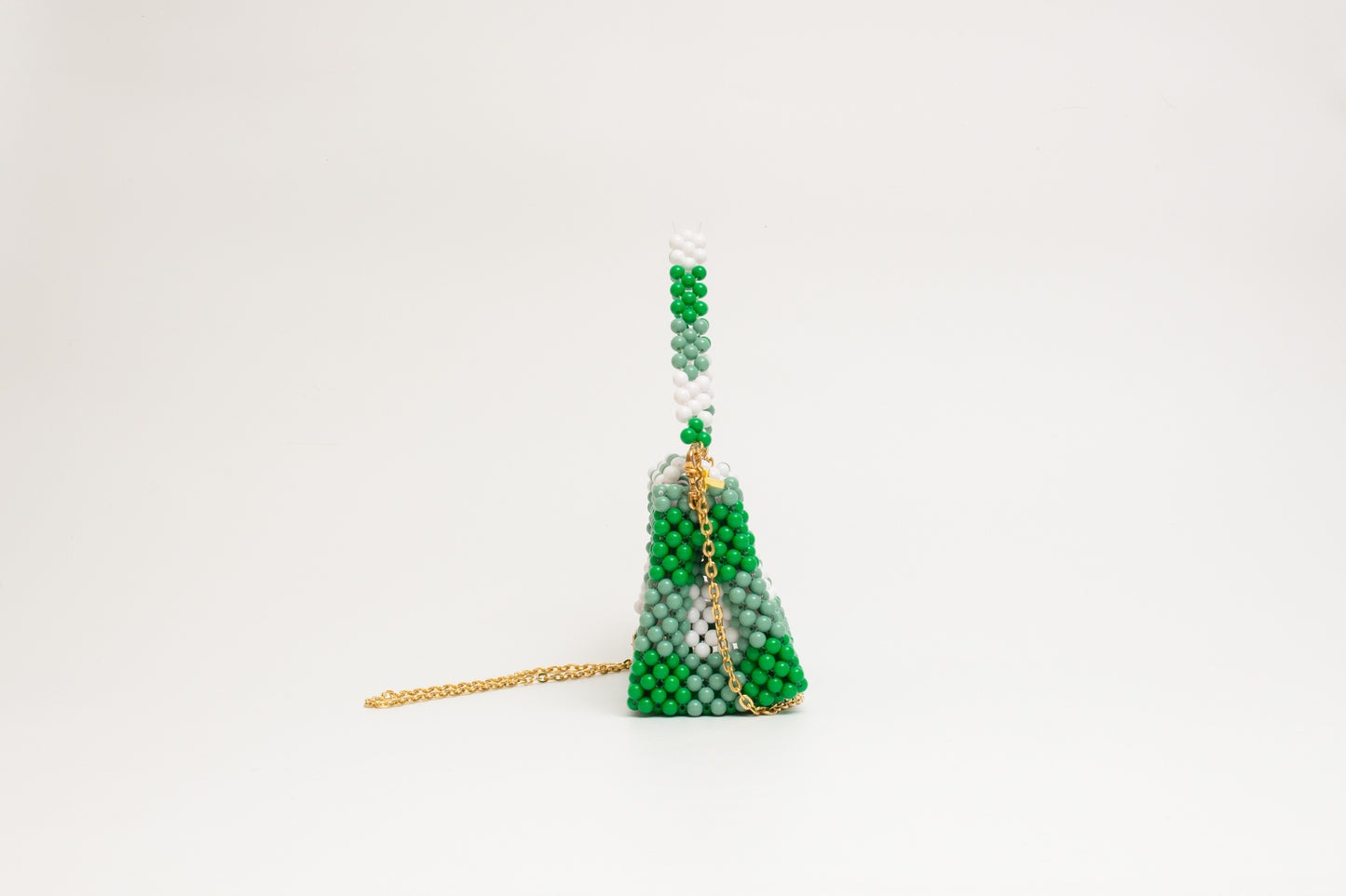 three way chain bag big（green checked）