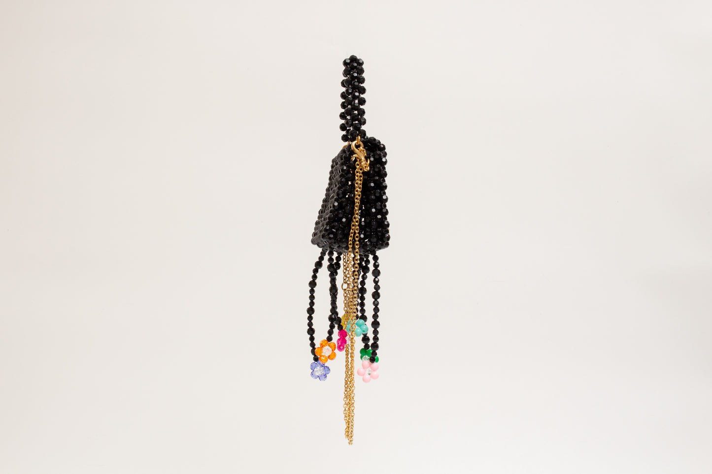 three way chain bag mini（flower black）
