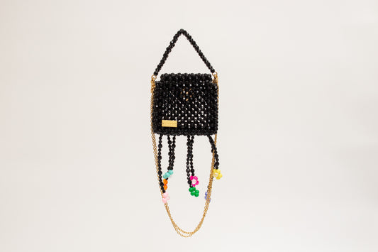 three way chain bag mini（flower black）