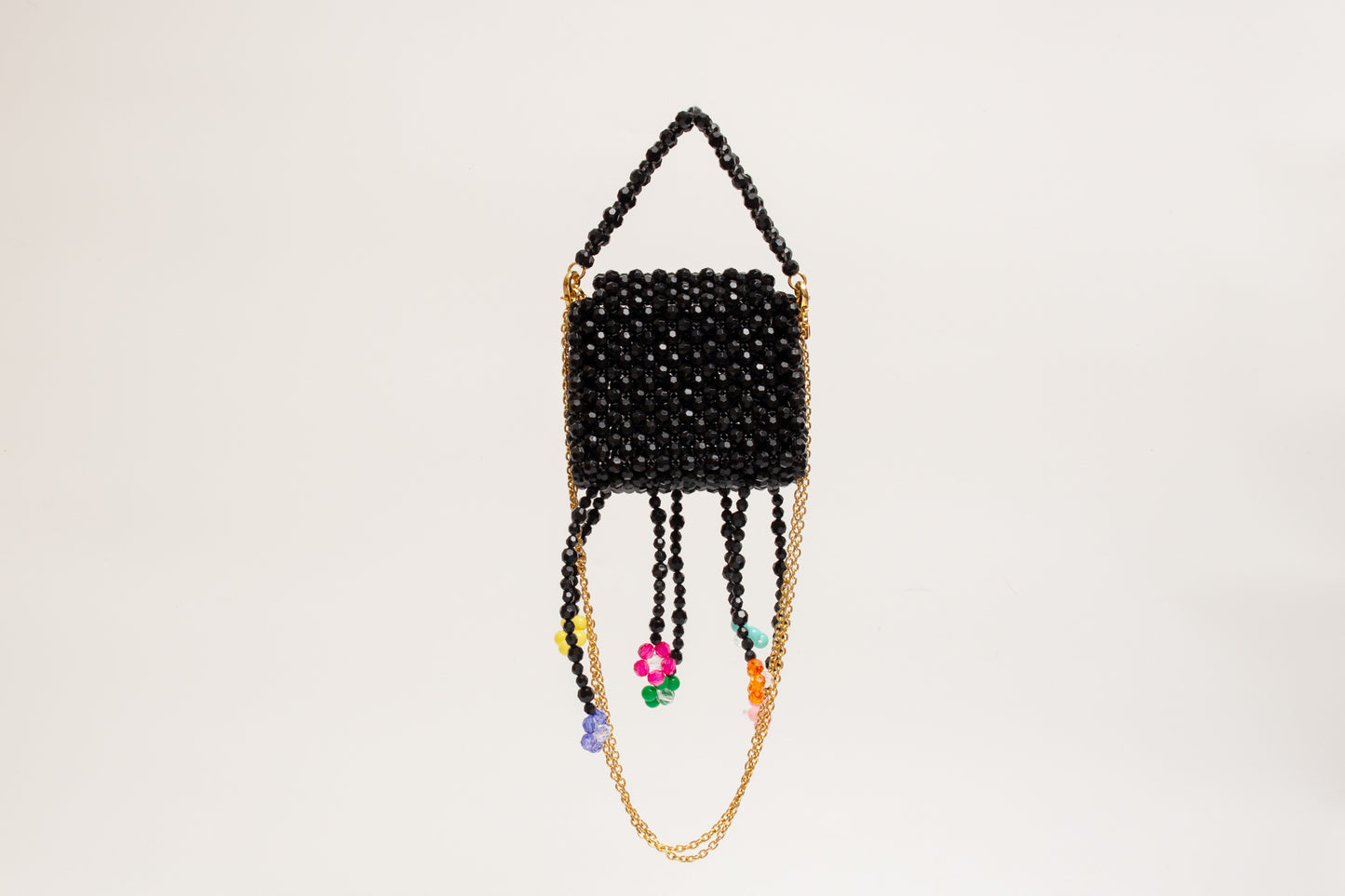 three way chain bag mini（flower black）
