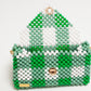 three way chain bag big（green checked）