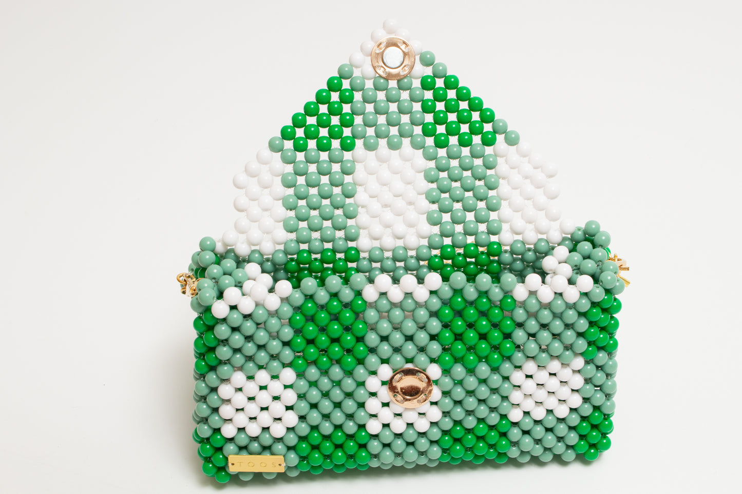 three way chain bag big（green checked）
