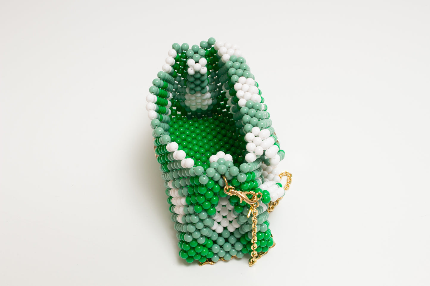 three way chain bag big（green checked）