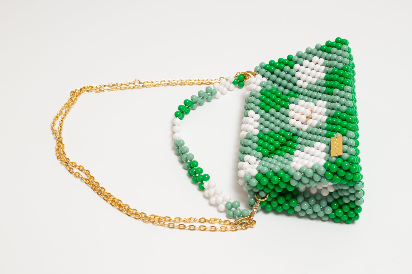 three way chain bag big（green checked）