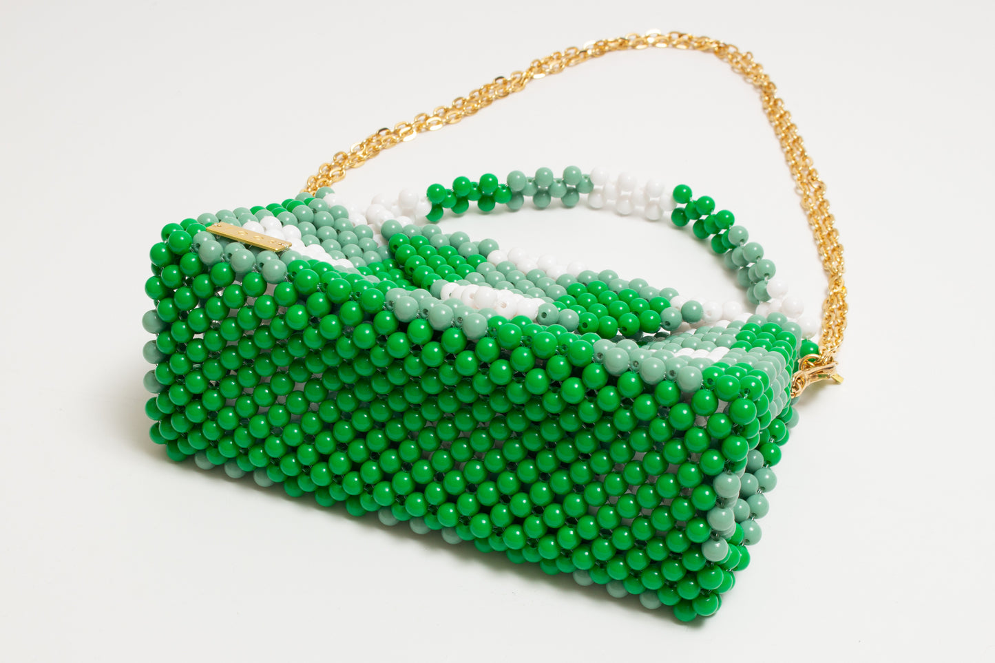 three way chain bag big（green checked）