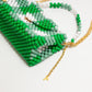 three way chain bag big（green checked）
