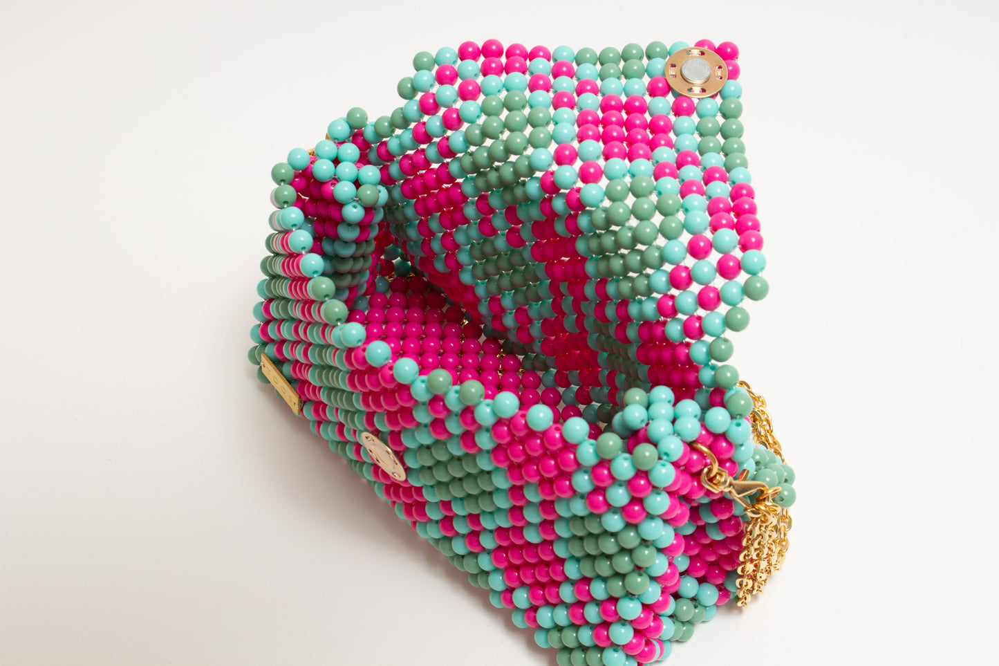 three way chain bag big（pink green blue）