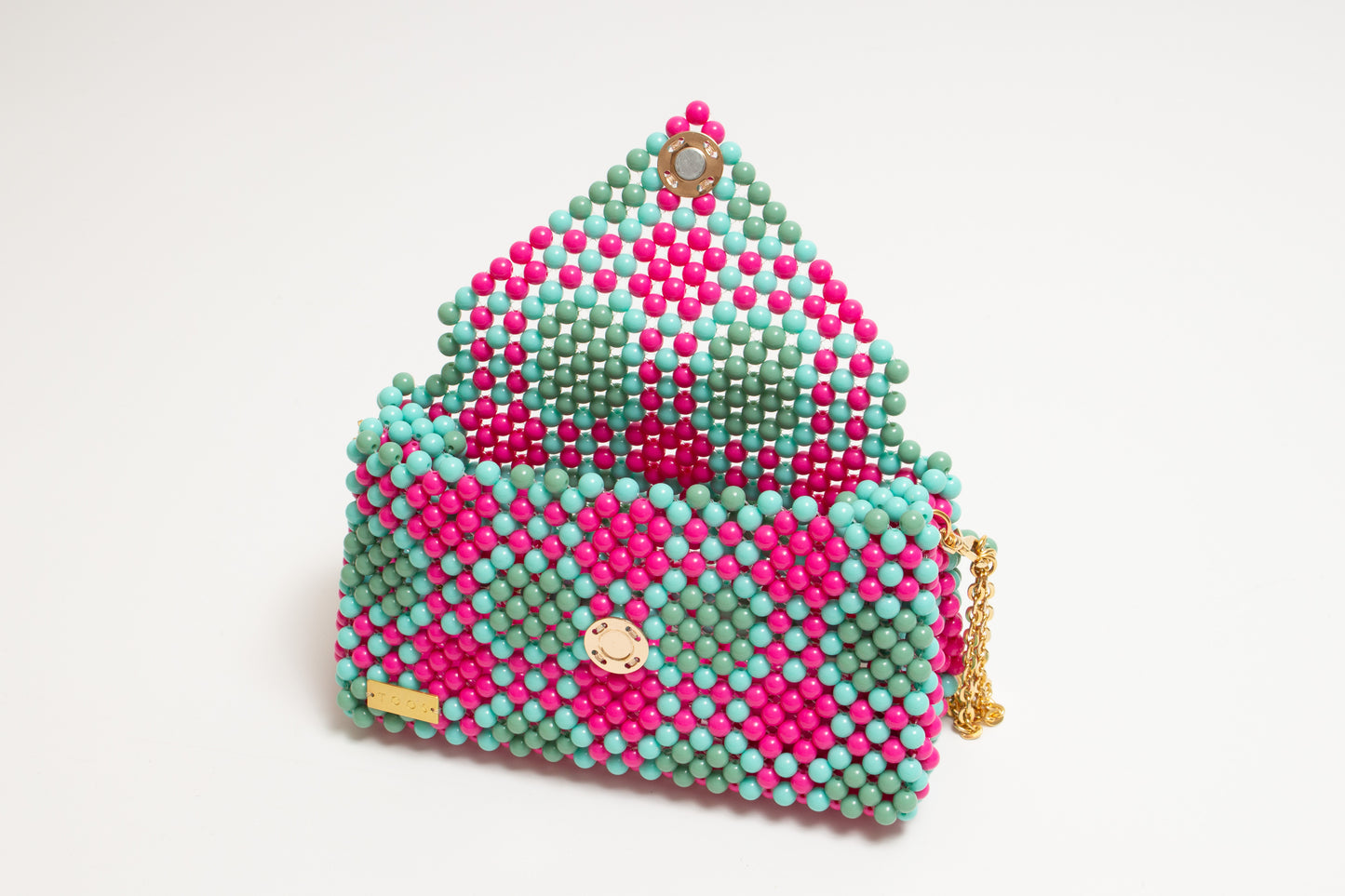 three way chain bag big（pink green blue）