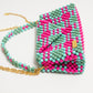 three way chain bag big（pink green blue）