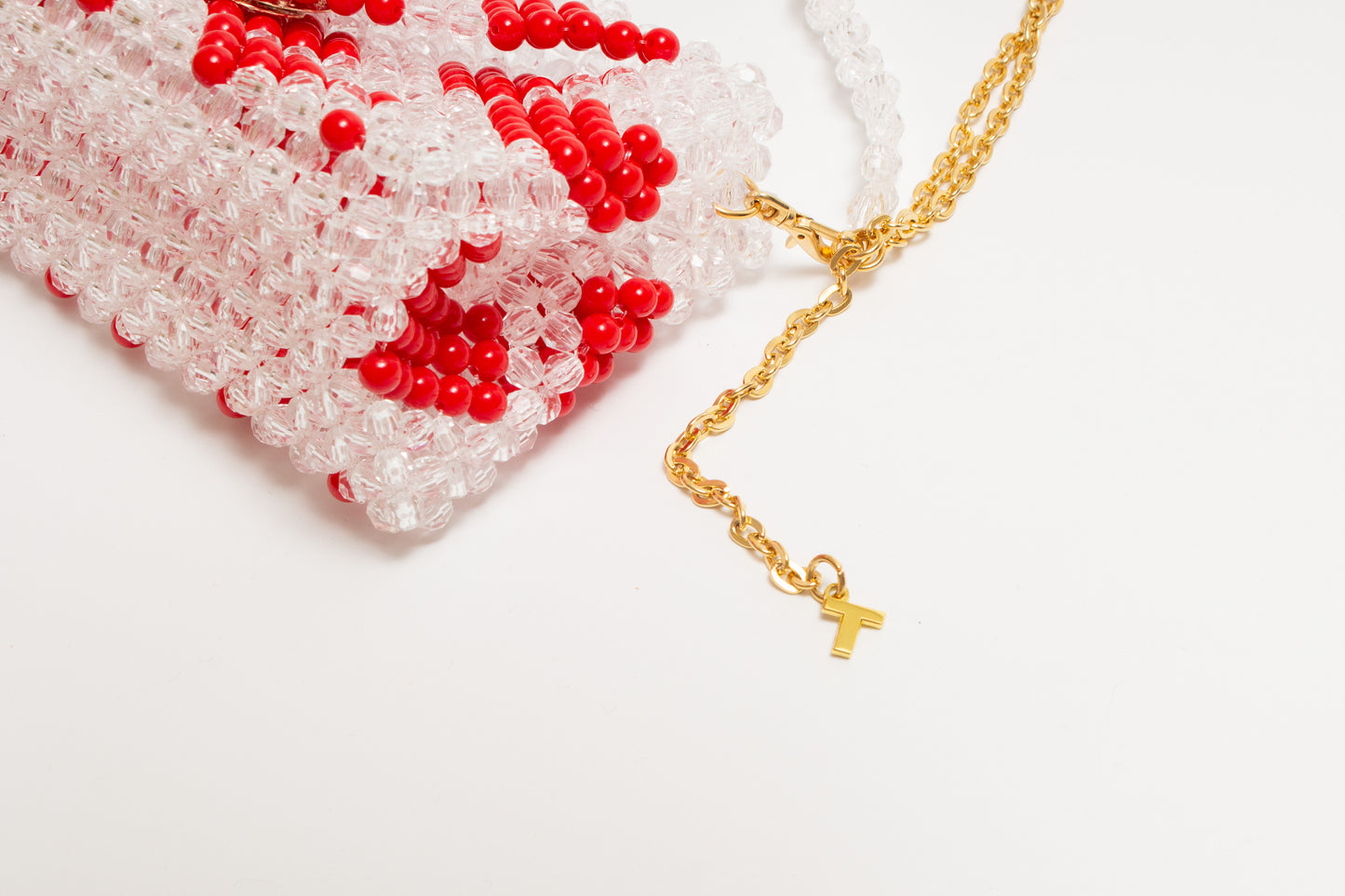 three way chain bag big（heart red）